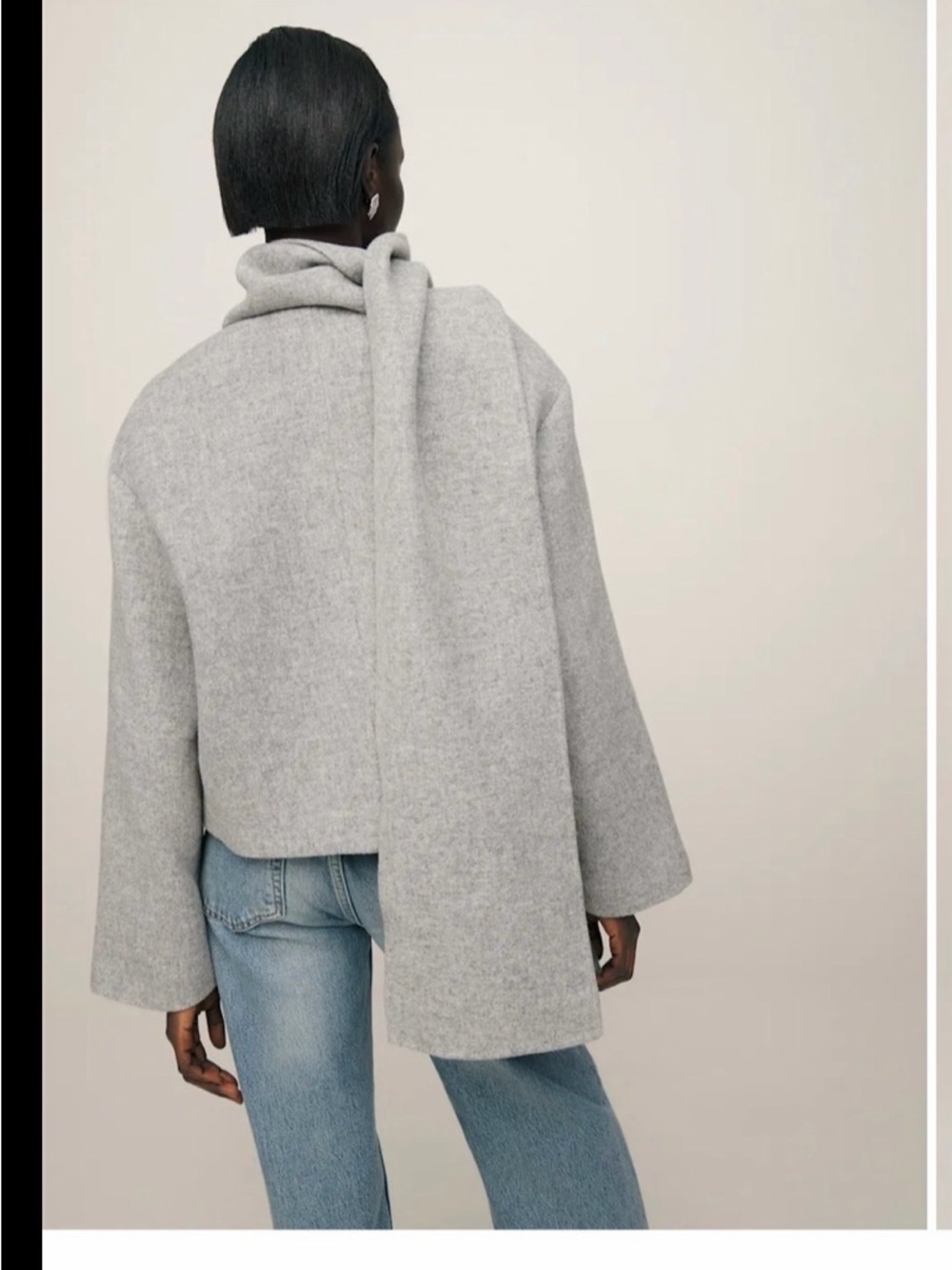 Reformation Porter Cropped Jacket- light gray - Picture 3 of 10